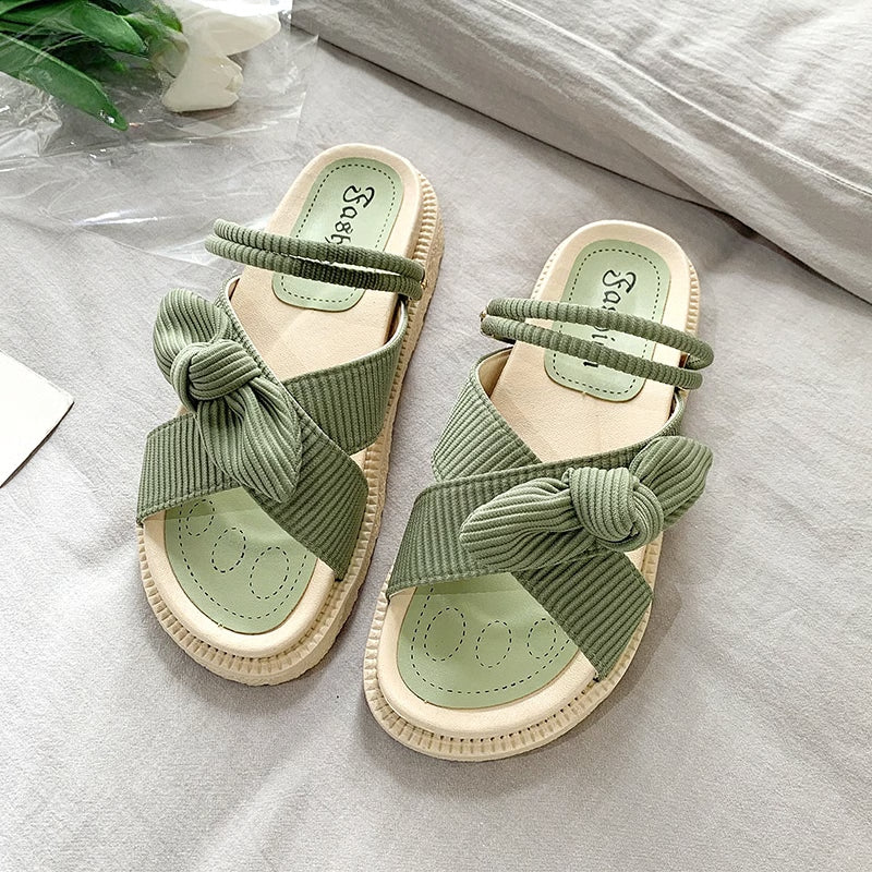 Summer Fairy Style Sandal for Women, Fashion Student Platform Flats, Roman Lady Cute Slippers