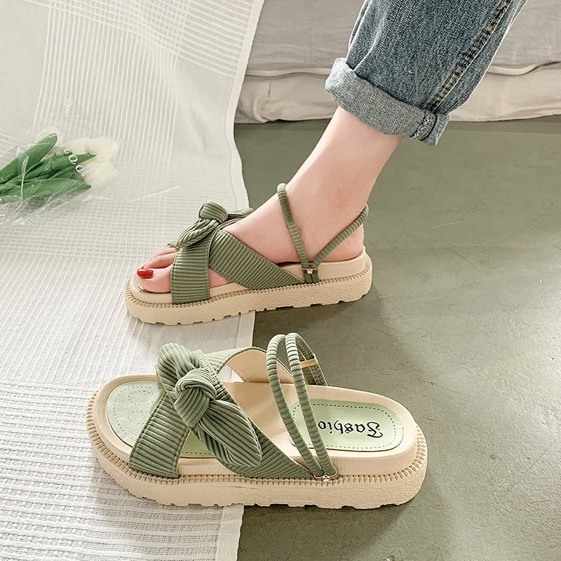 Summer Fairy Style Sandal for Women, Fashion Student Platform Flats, Roman Lady Cute Slippers