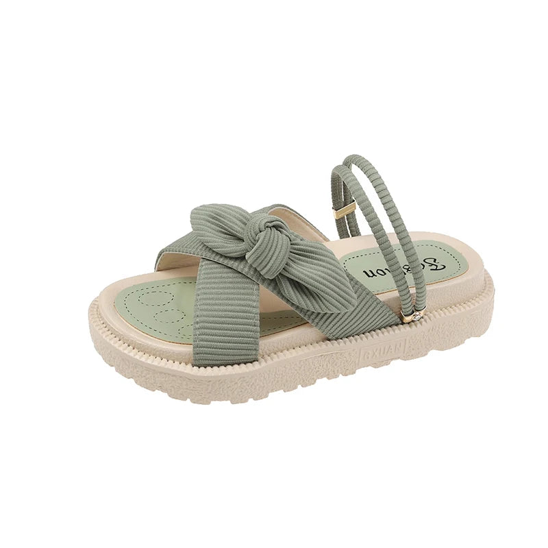 Summer Fairy Style Sandal for Women, Fashion Student Platform Flats, Roman Lady Cute Slippers
