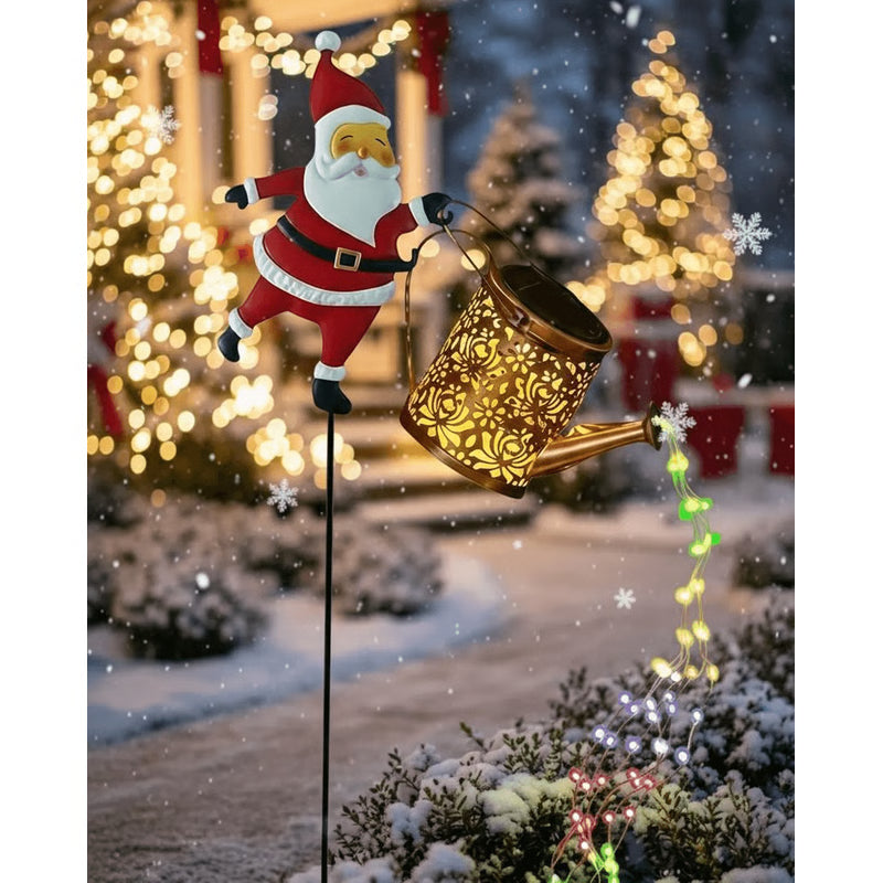 Solar Santa Claus Kettle Light for Garden and Outdoor Christmas Decoration