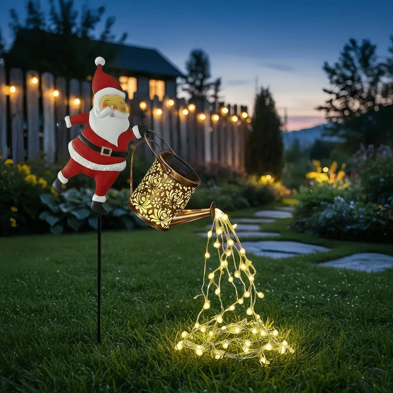 Solar Santa Claus Kettle Light for Garden and Outdoor Christmas Decoration