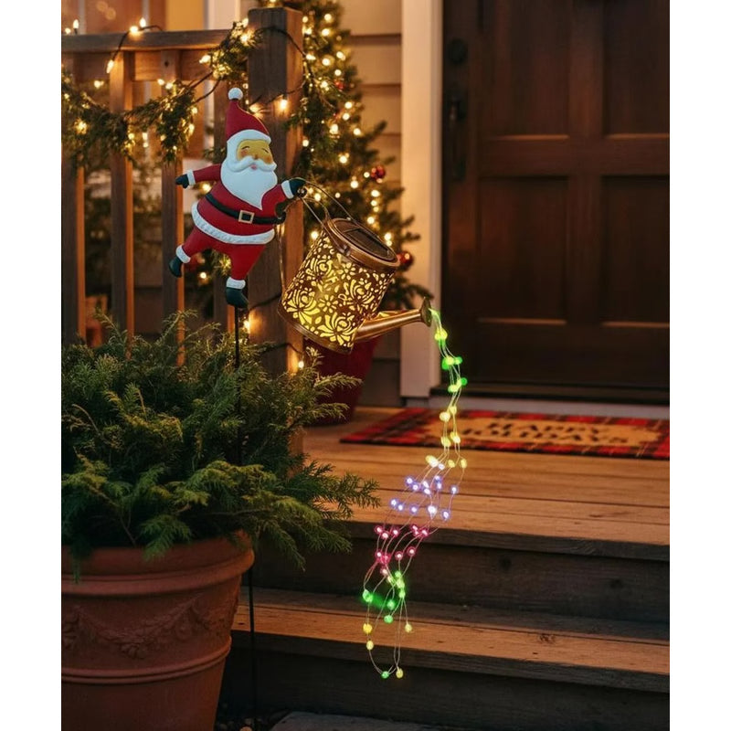 Solar Santa Claus Kettle Light for Garden and Outdoor Christmas Decoration