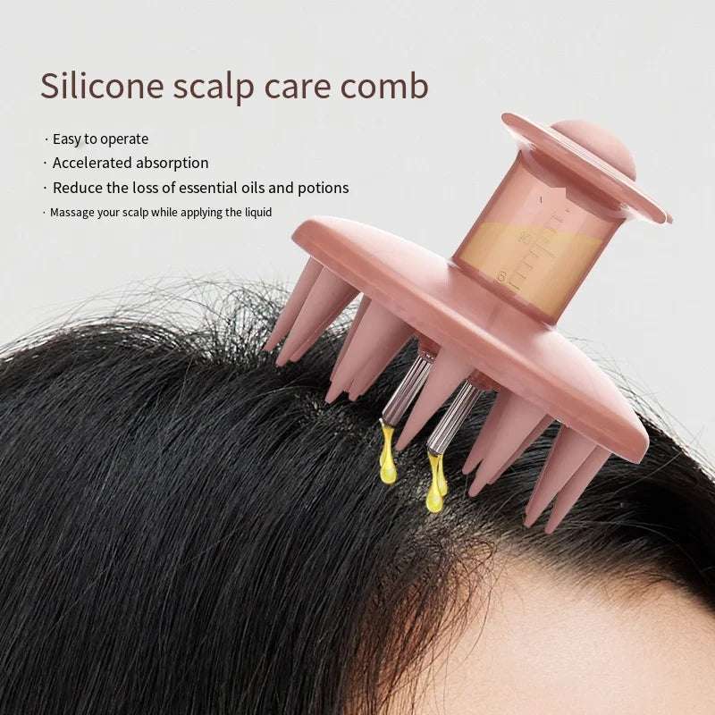 Silicone Scalp Oil Applicator & Shampoo Massage Brush for Hair Growth Care
