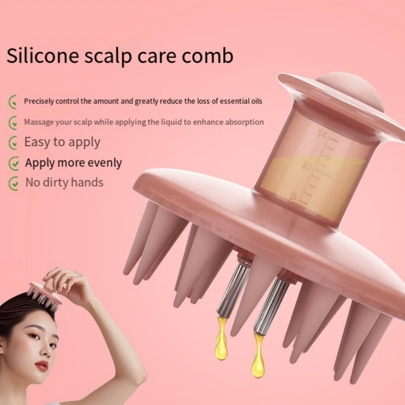 Silicone Scalp Oil Applicator & Shampoo Massage Brush for Hair Growth Care
