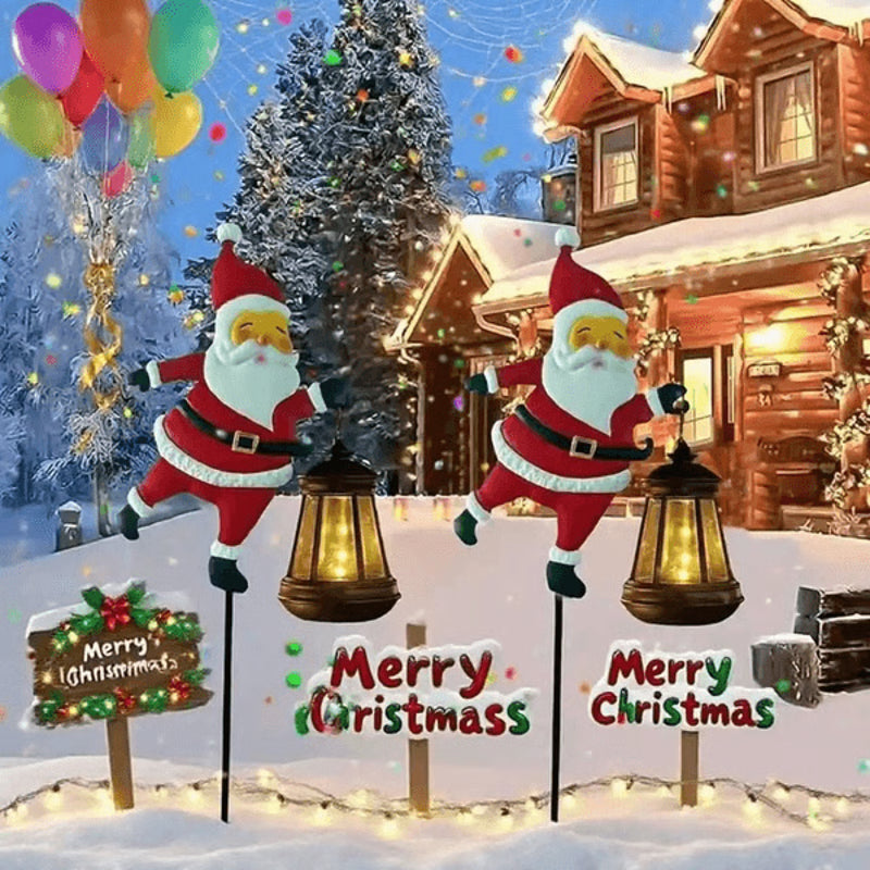 Solar Santa Claus Kettle Light for Garden and Outdoor Christmas Decoration