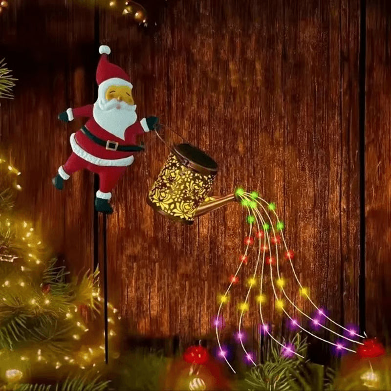 Solar Santa Claus Kettle Light for Garden and Outdoor Christmas Decoration